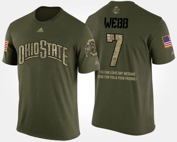 Ohio State Buckeyes Damon Webb Men's #7 With Message Military Short Sleeve Camo College Football T-Shirt 2404KAXQ4